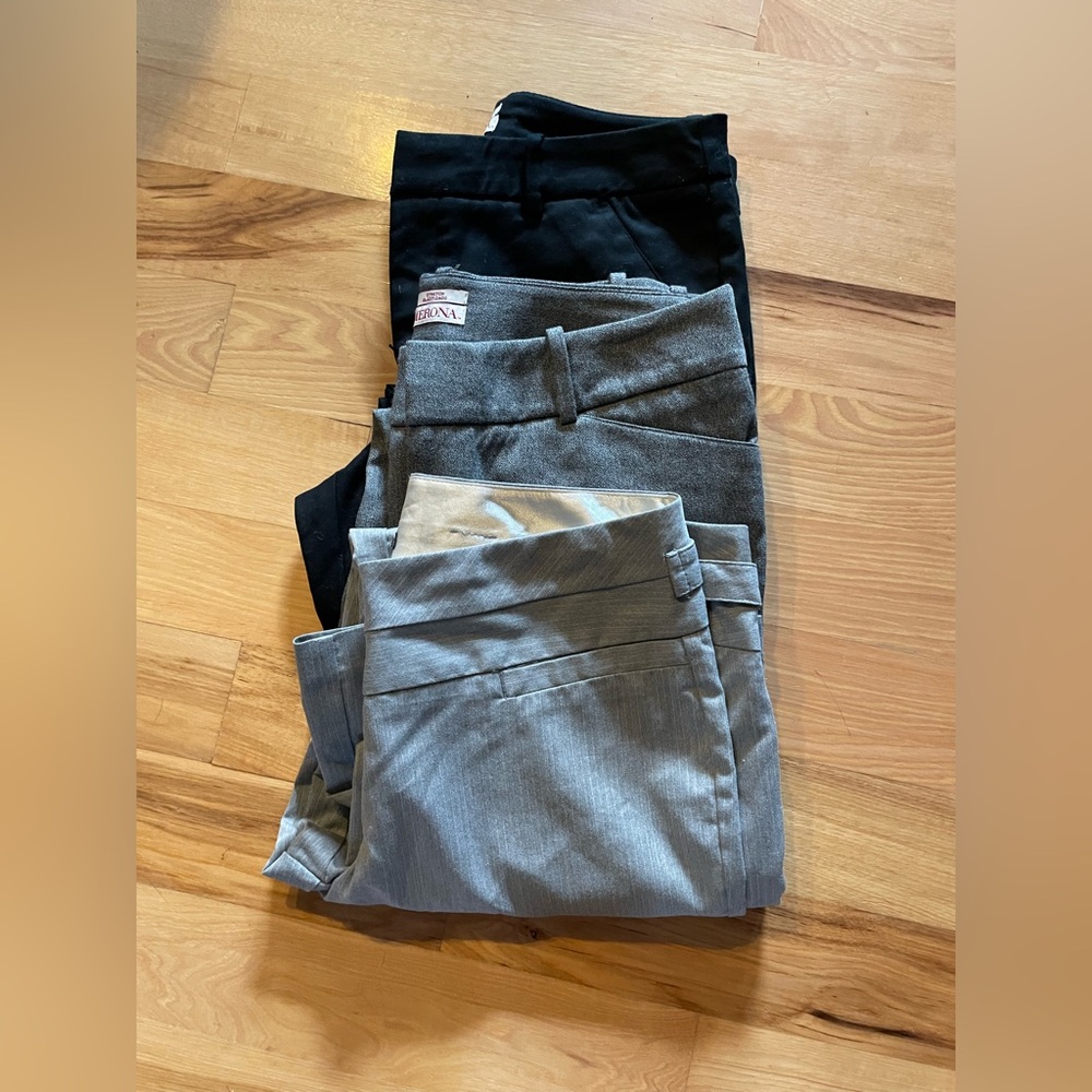 Merona Gray & Black Modern cropped pants. Maurice grey pin stripe pants lot of 3